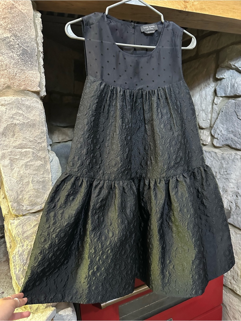 kate spade Black Tiered Lace & Dotted Bodice Mini Dress